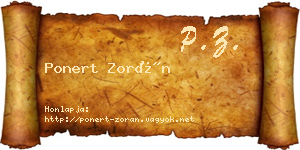 Ponert Zorán névjegykártya